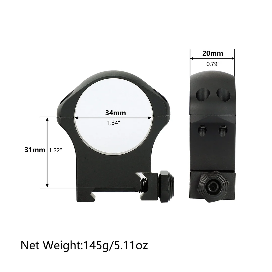 ohhunt® 34mm Picatinny Scope Rings Black 7075-T6 Three-stage Hard Anodized