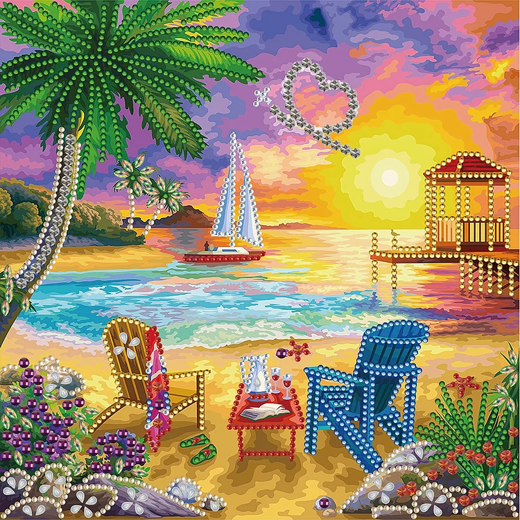 Summer Beach 30*30CM(Canvas) Special Shaped Drill Diamond Painting gbfke