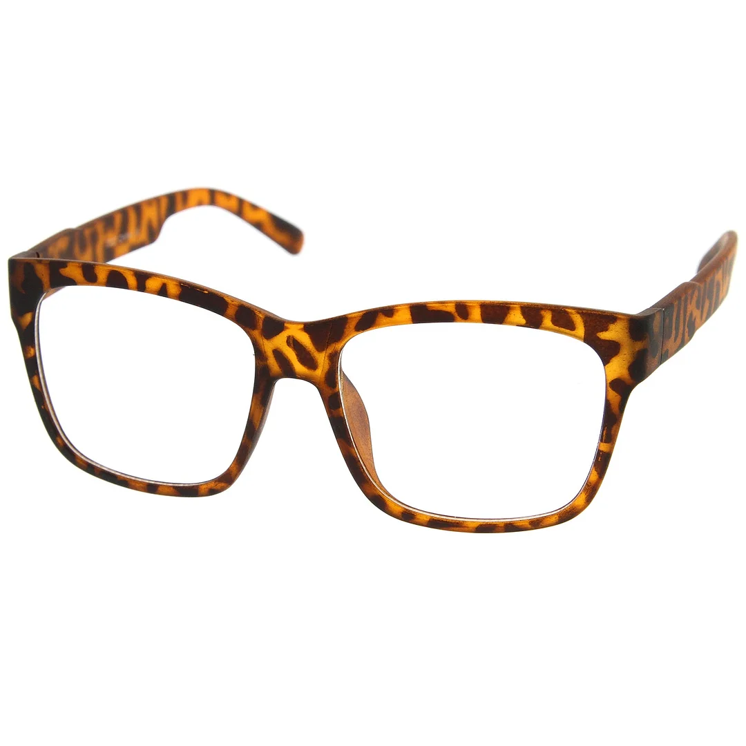 Casual Bold Square Clear Lens Horn Rimmed Eyeglasses 53mm