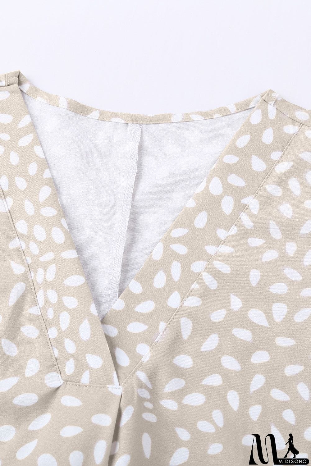 MidiSono - Chic Apricot Chloe Animal Print V-neck Rolled Sleeve Tunic Top