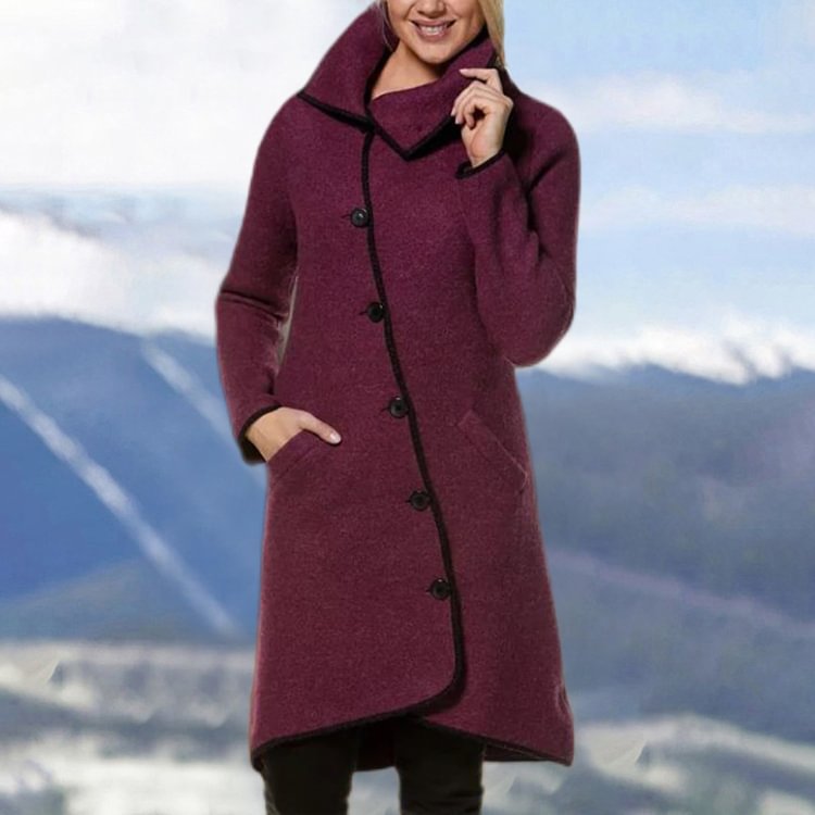 Casual Irregular Lapel Long Sleeve Coat