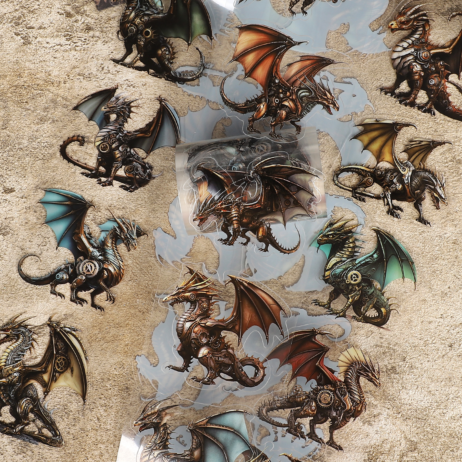 PET 테이프 - 60mm*204cm 빈티지 스팀펑크 드래곤