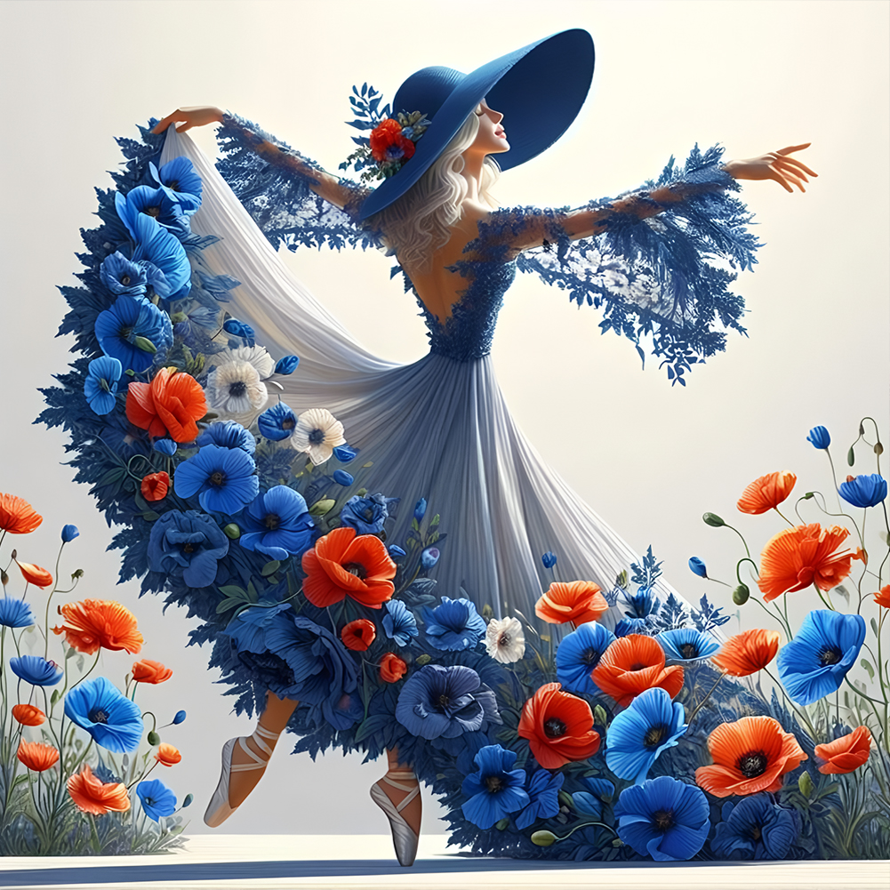 Girl With Beautiful Skirt 40*40cm(canvas) full round drill diamond painting