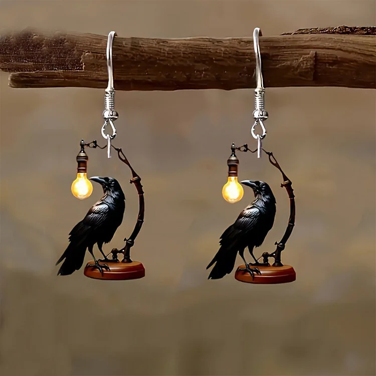 Vintage Acrylic Crow Earrings