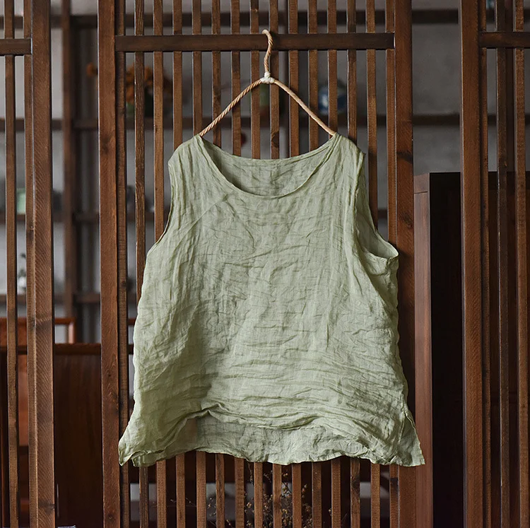 High Count Lightweight Ramie Sleeveless Vest socialshop
