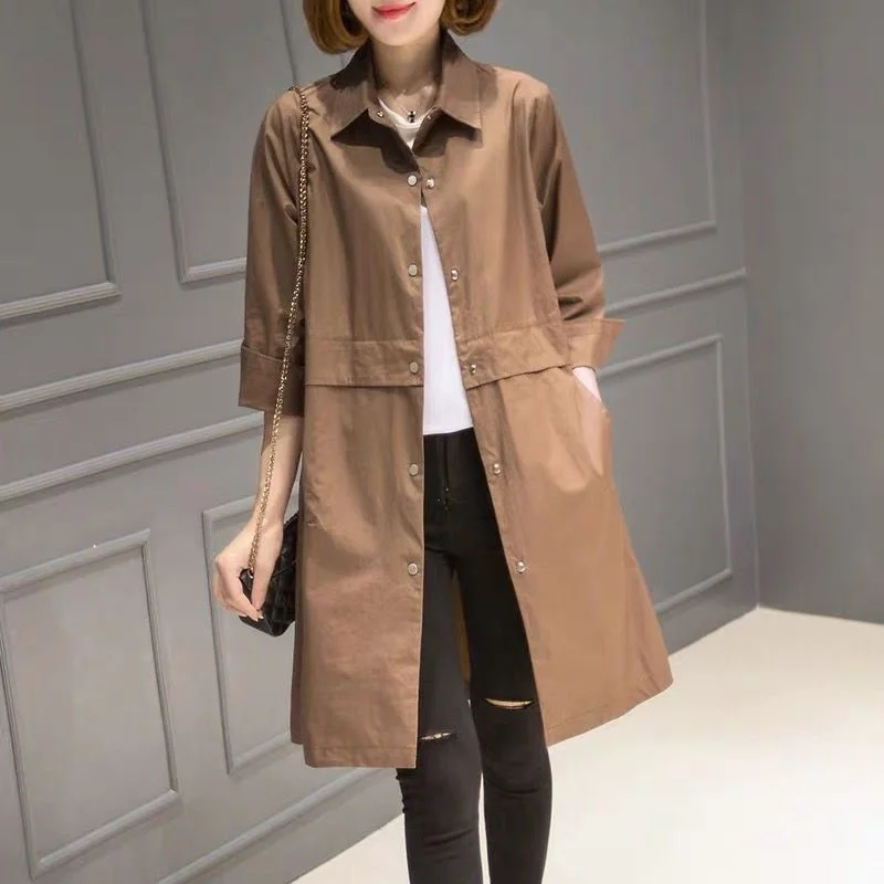 Woherb Leisure In The Long Windbreaker Female Autumn 2024 New Loose Fashion Women's Versatile Small Coat-Outfit Ideas