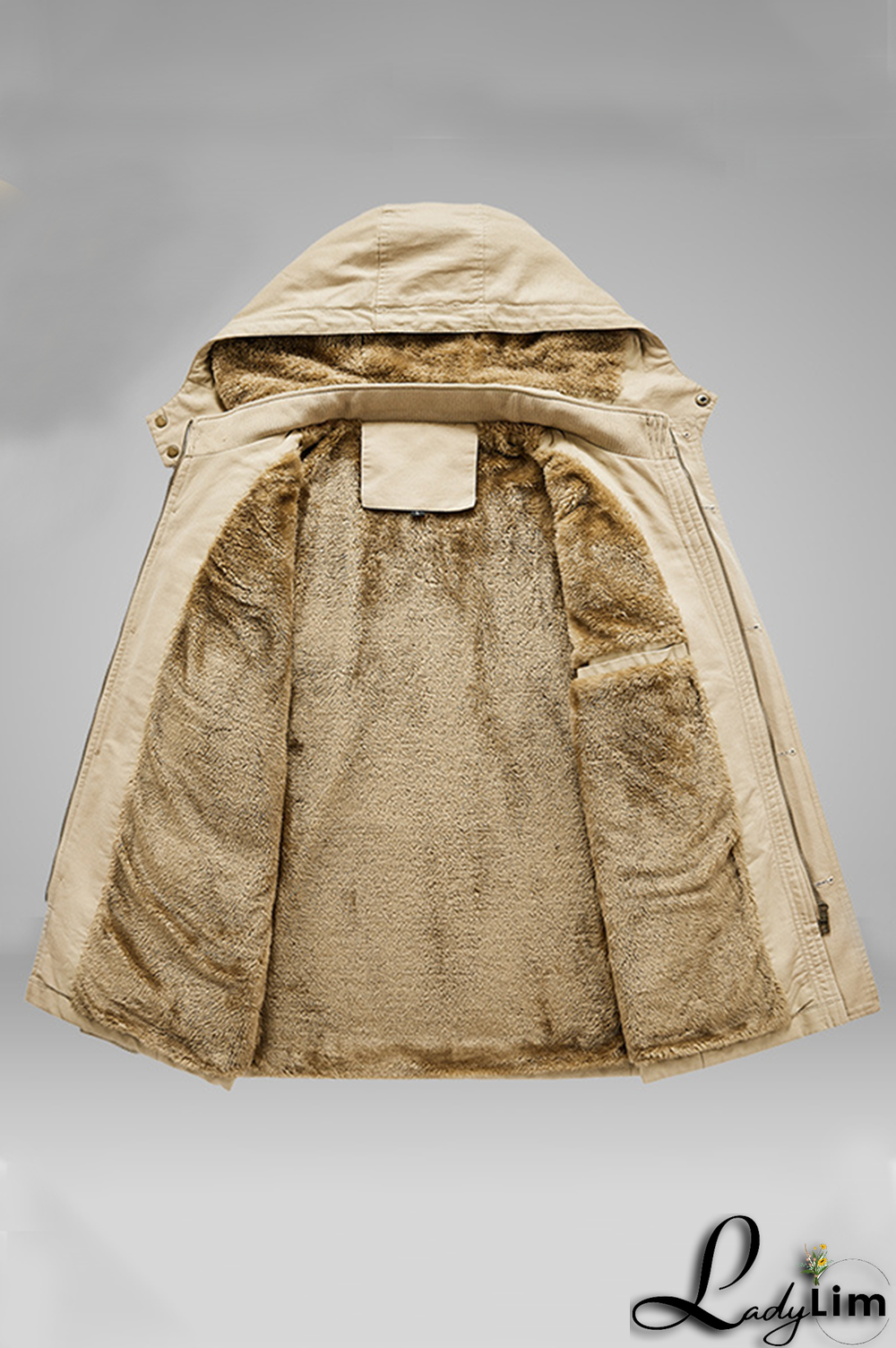 Earth Yellow Casual Solid Pocket Buckle Hooded Collar Outerwear