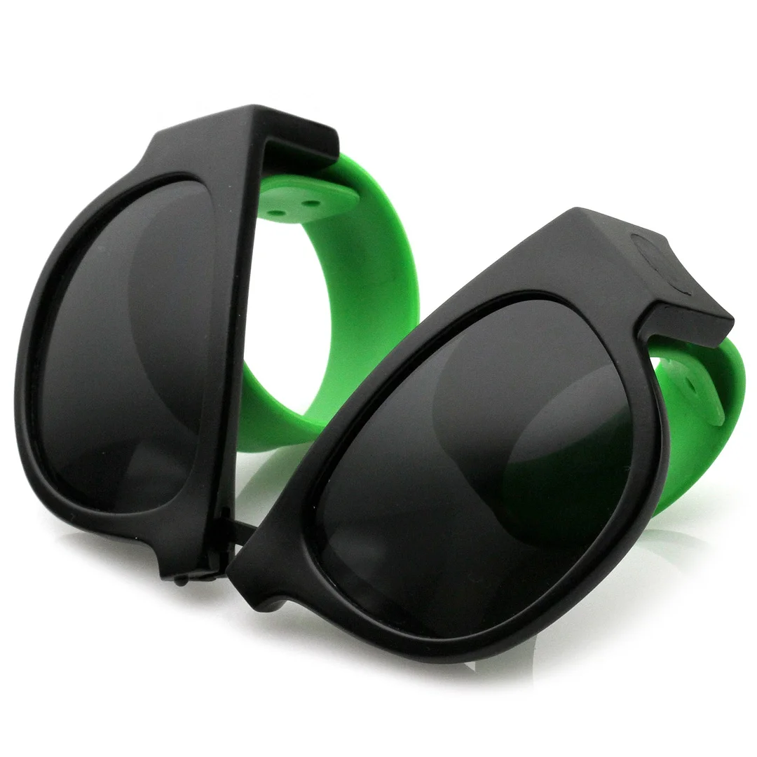 Portable Rubber Snap Arms Square Lens Foldable Horn Rimmed glasses 53mm