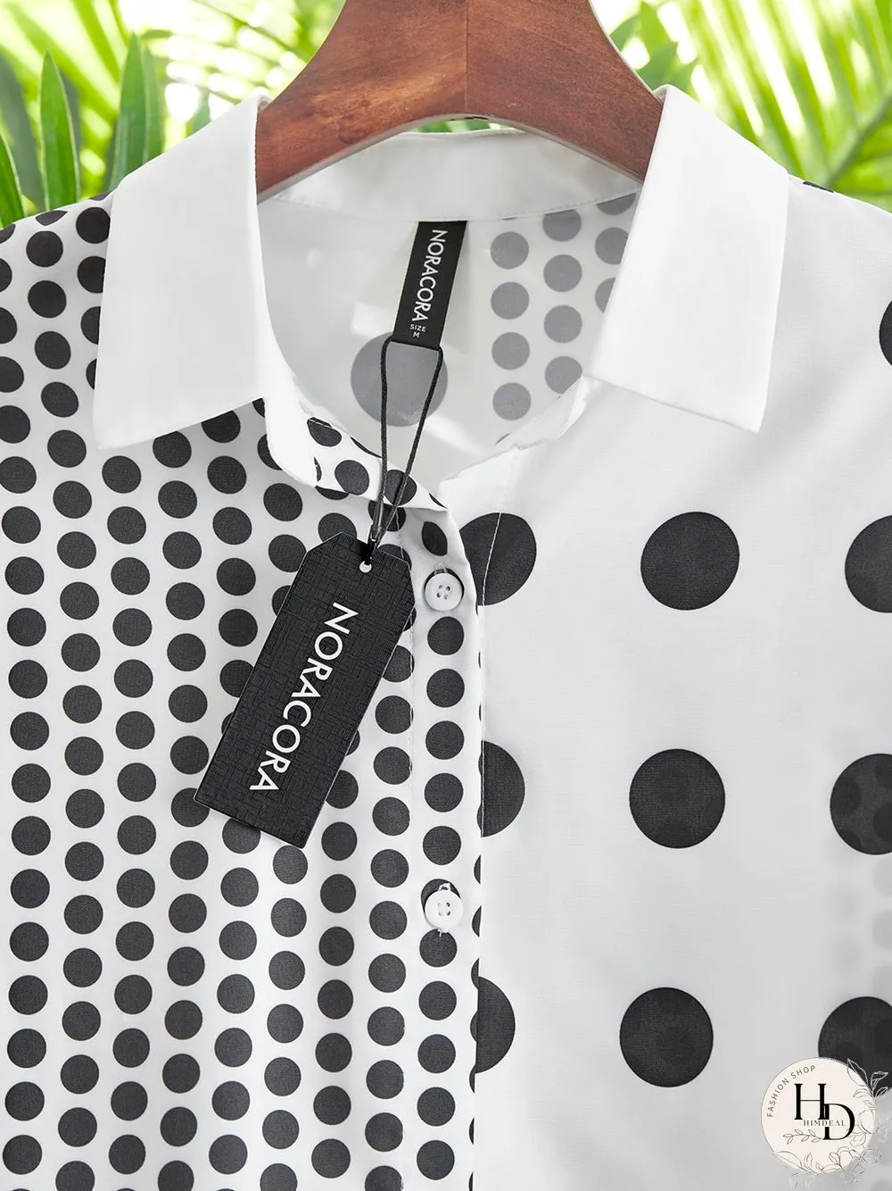 Casual Polka Dots Long Sleeve Shirt Collar Plus Size Printed Blouses