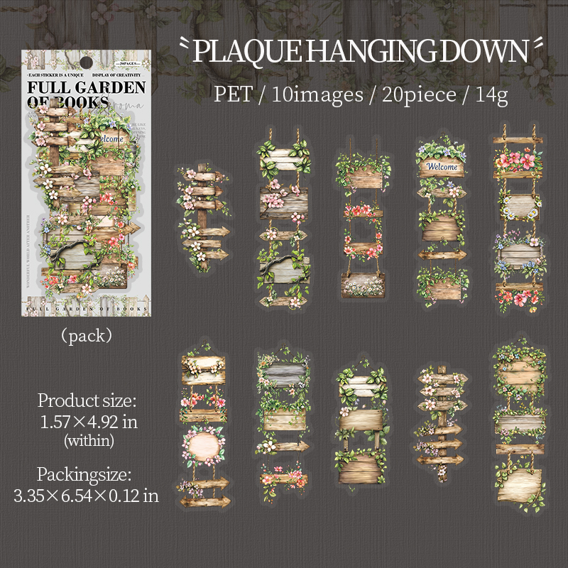 PET Sticker - Bookish Fragrance Fills The Garden Series Vintage Flower Book Landscape 