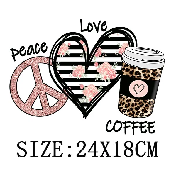 Peace Love Teach Thermal Sticker On T-shirt DIY Washable Patch On Clothes Funny Design Iron On Transfer For Hoodies Bag Applique