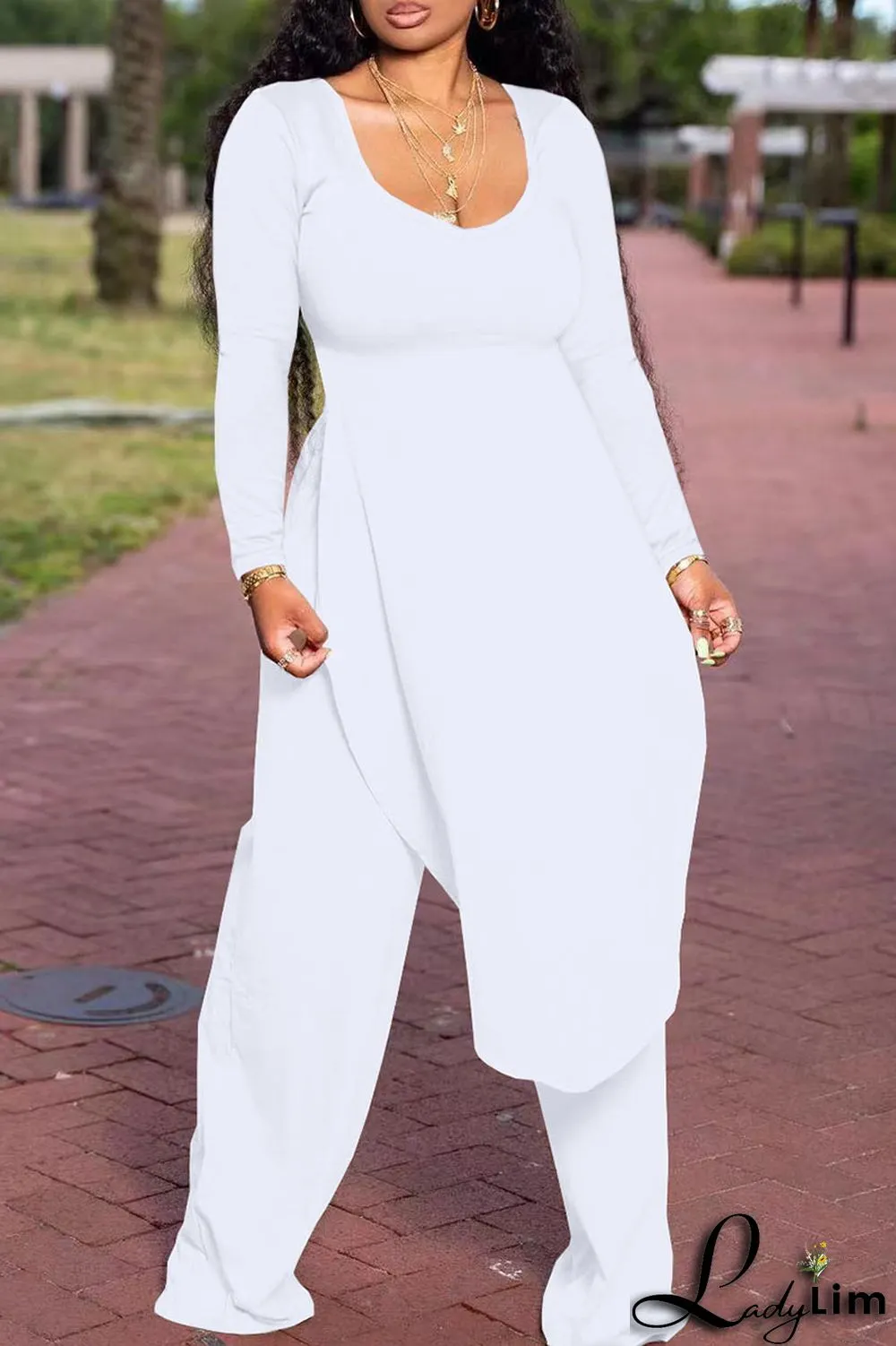 Black Casual Solid Patchwork Slit O Neck Plus Size Two Pieces