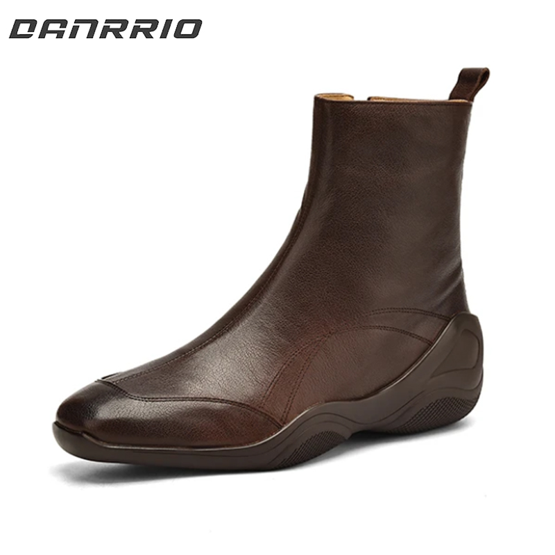 4.5cm Cowhide Square Heels Vintage Leather Martin Boots DANRRIO.COM DANRRIO