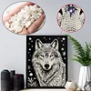 Wolf Premium 5D Diamond Painting Kit Black & White Pearls painting Sparkling Special Shaped Diamond painting