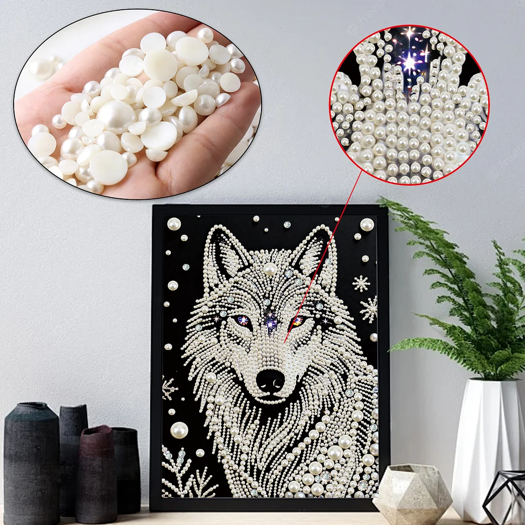 Wolf DIY Pearl Painting Kit for Adults Home Wall Decor 30x40cm Without Frame