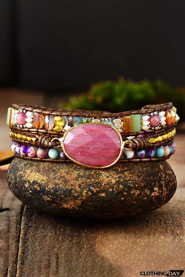 Handmade Crystal Beaded Natural Stone Bracelet