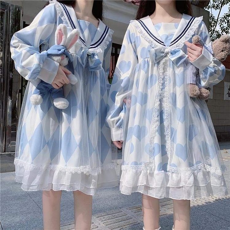 Japanese Cute Gril Lolita Navy Dress SP15551