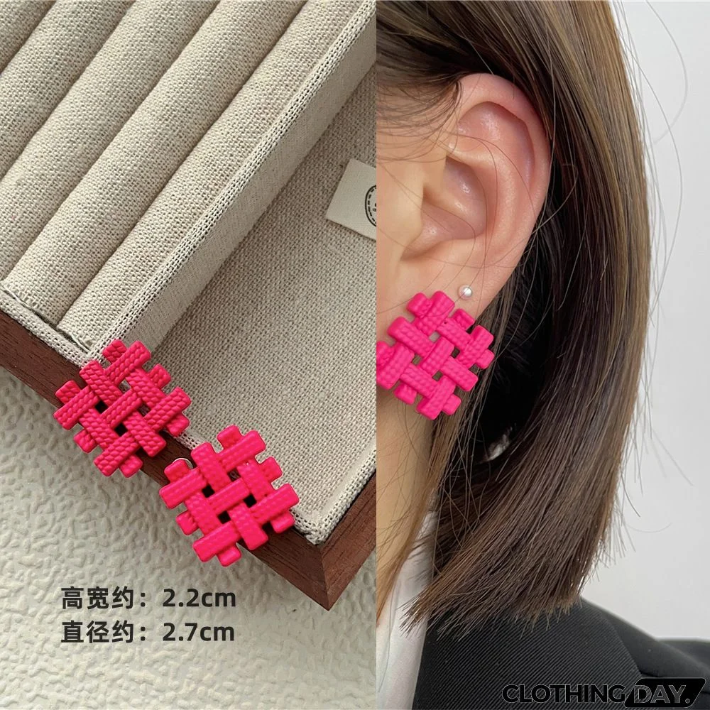 Women Fashion Geometric Fluorescent Rose Without Ear Hole Ear Clip Earrings