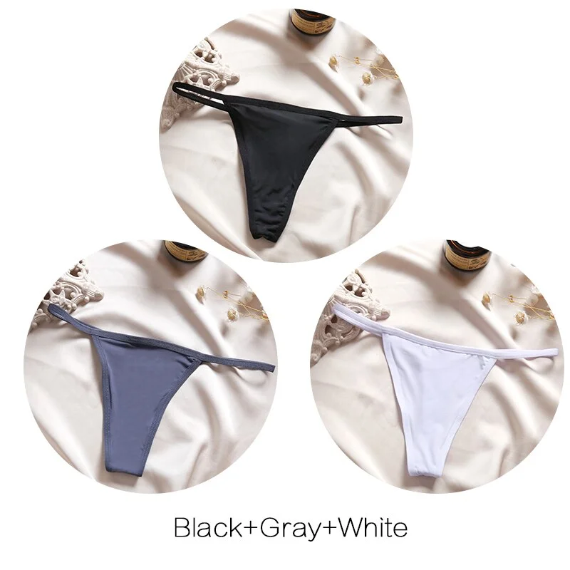 FINETOO Sexy Thongs 3Pcs Cotton Women Panties M-XL T-back G-String Underwear Low-Rise Lady Sexy Lingerie Soft Thongs Underpants