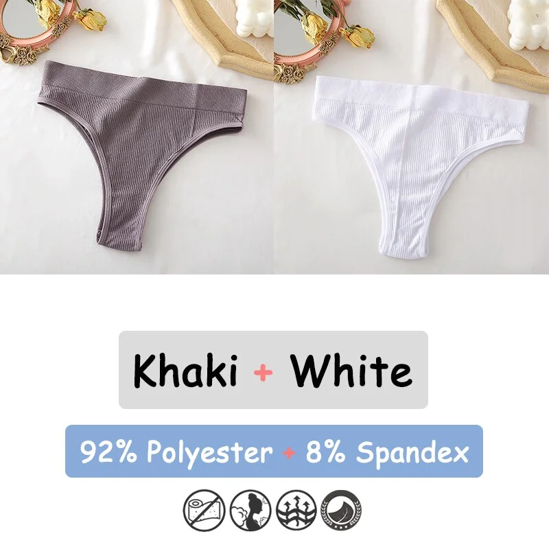 Billionm Women's Thong Seamless High Waisted Women's Panties Sexy Lingerie Comfortable Cotton Briefs Intimates Female Underpants