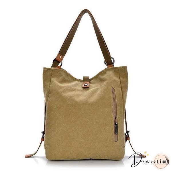 Women Canvas Casual Multifunctional Microfiber Leather Large Capacity Handbag Shoulder Bags Backpack