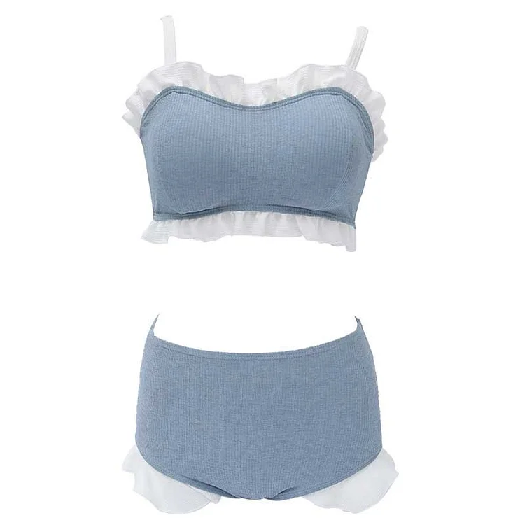 Ruffle Two-Piece Bikini Swimwear - Modakawa Modakawa
