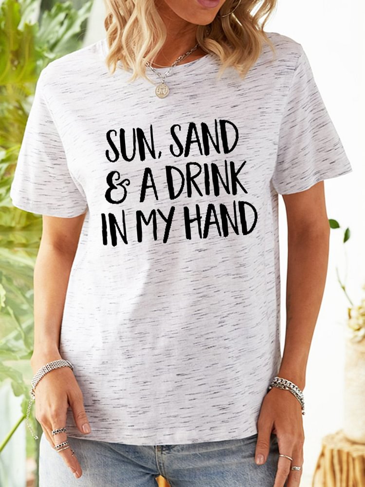 Bestdealfriday Sun Sand And A Drink In My Hand Graphic Tee 11817553