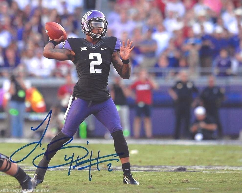 TCU QUARTERBACK TREVONE BOYKIN SIGNED 8X10 Photo Poster painting B W/COA TEXAS CHRISTIAN NFL B