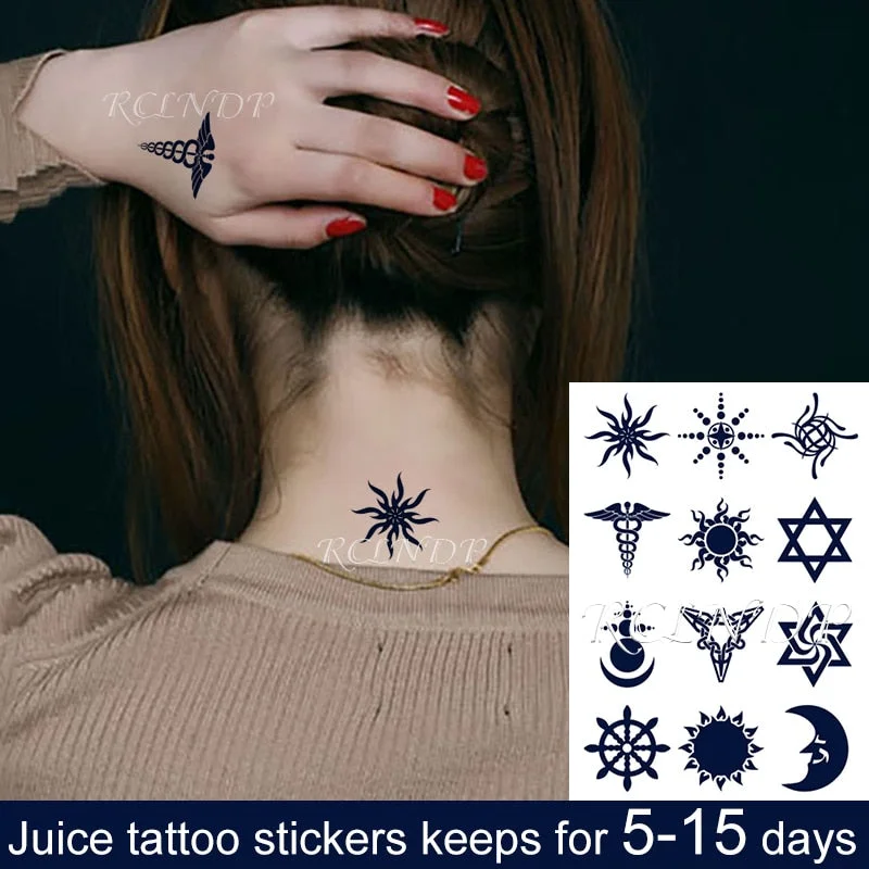 Waterproof Temporary Juice ink Sticker Egyptian Ancient Greek Mythology Cleopatra Fruit Gel Long lasting Tattoo for men women