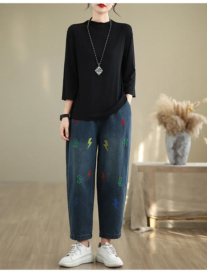 Women Half Sleeve V-neck Solid Color Dress