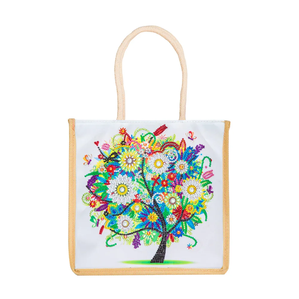 5D Diamond Painting Handbag DIY Summer Linen Shopping Storage Bags