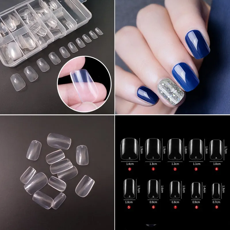 100Pcs/box Nail Tips Short Full Cover Coffin Ballerina False Nails Ballet Shape Acrylic Fake Nails Press On Nails Salon Tools-Nail Inspo