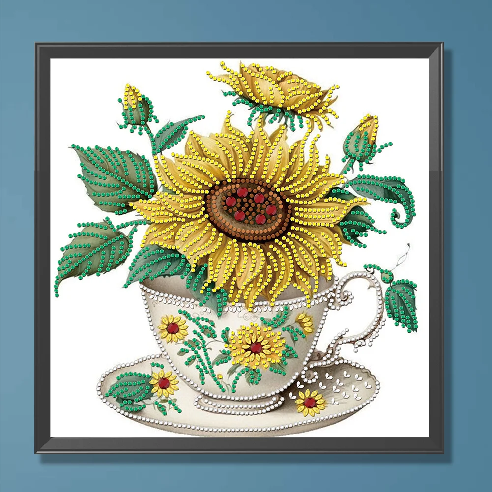 Diamond Painting - Partial Special Shaped Drill - Sunflower Cup(Canvas|30*30cm)
