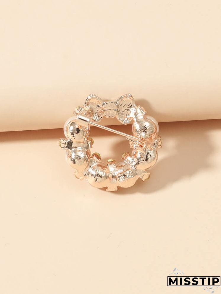 Faux Pearl & Rhinestone Decor Brooch