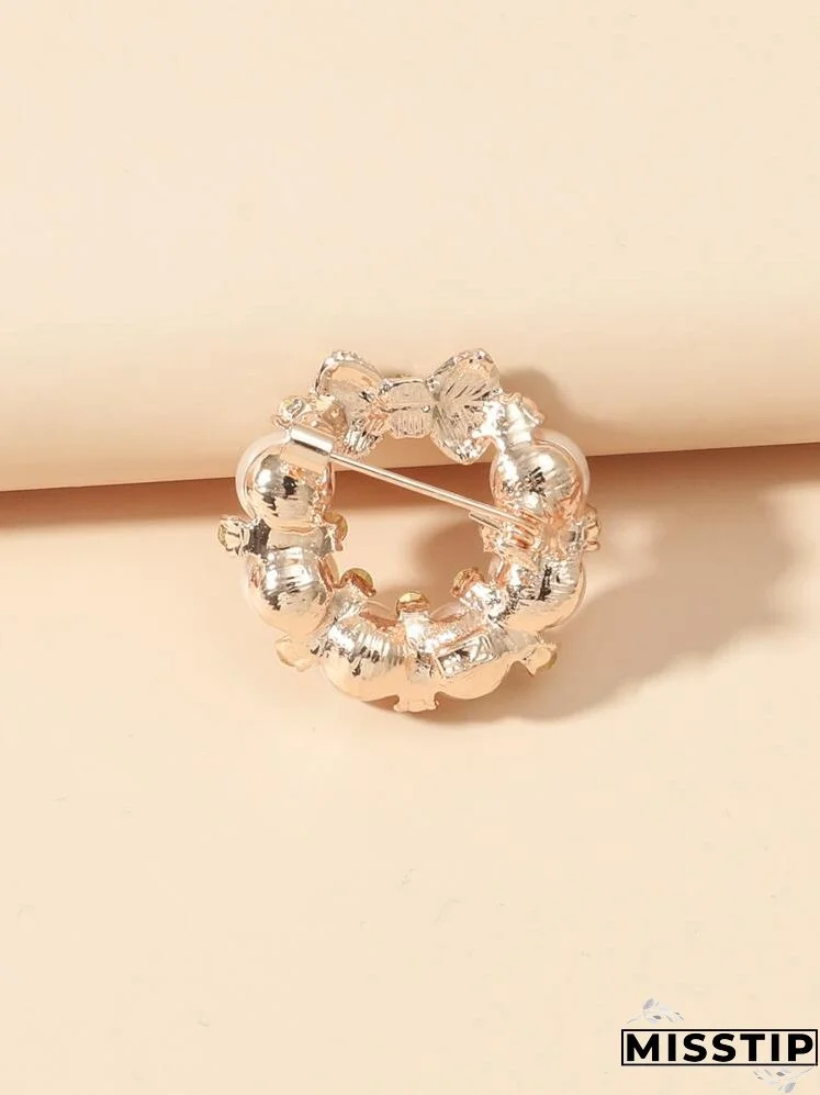 Faux Pearl & Rhinestone Decor Brooch