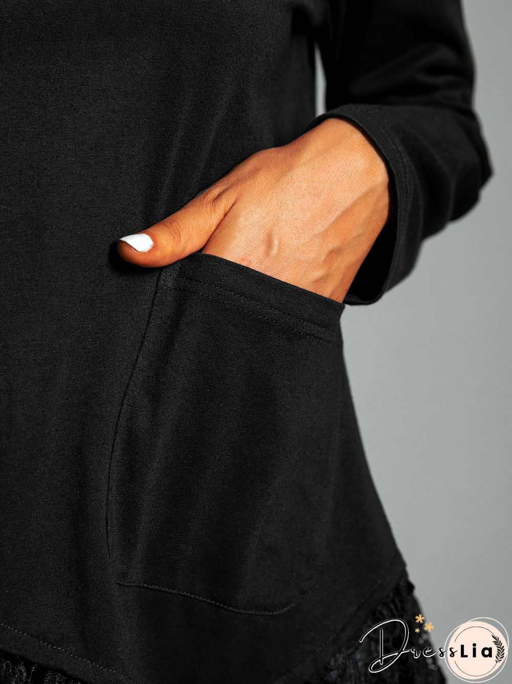 Plus size Long Sleeve Lace Casual T-shirt