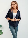 Open Front Solid Cardigan with 3/4 Sleeves, Elegant Spring/Summer Women's Clothing