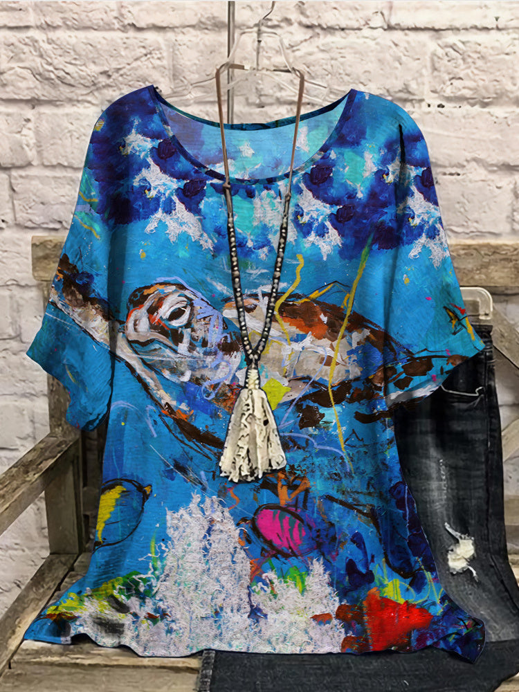 Women Long Sleeve V-neck Graphic Floral Printed Top