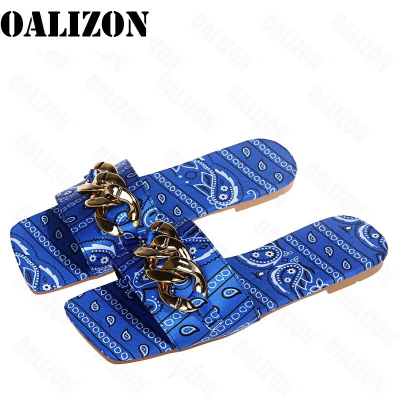 New Arrival Summer Women Female Lady Chain Sandals Flat Open Toe Slippers Shoes Women Fashion Beach Ladies Slippers Slides Shoes