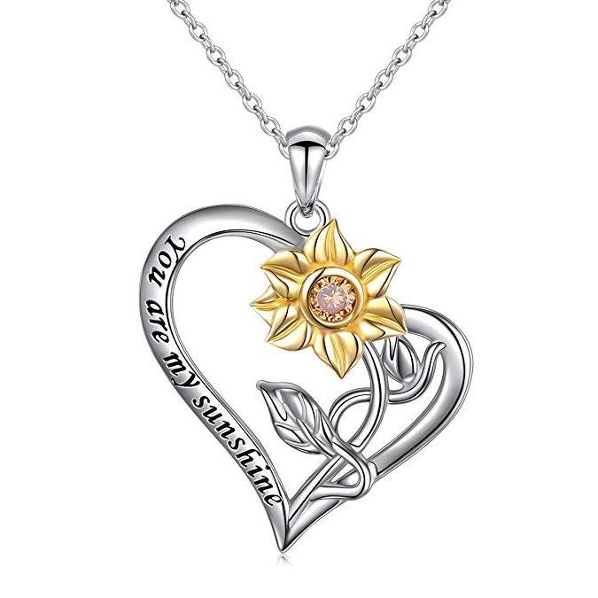 Sunflower Pendant Necklace "You Are My Sunshine"