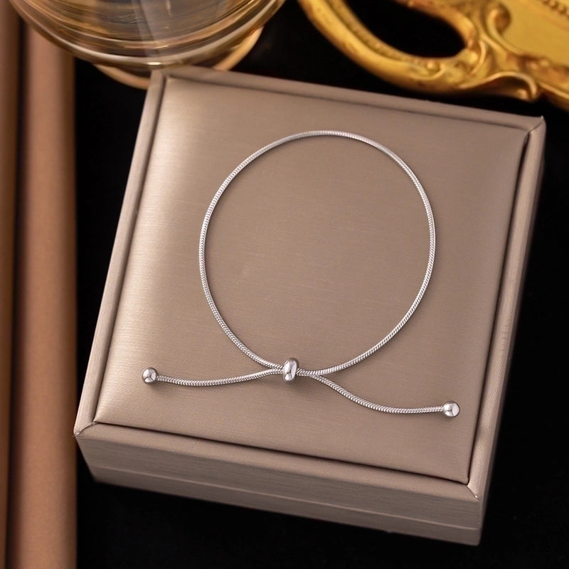 304 Stainless Steel 18K Gold Plated Minimalist Solid Color Bracelets Anklet Necklace