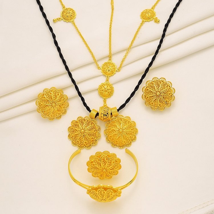 24k New Jewelry Sets ,Gold Color Ethiopian Eritrean Habesha Wedding Party Jewelry Sets