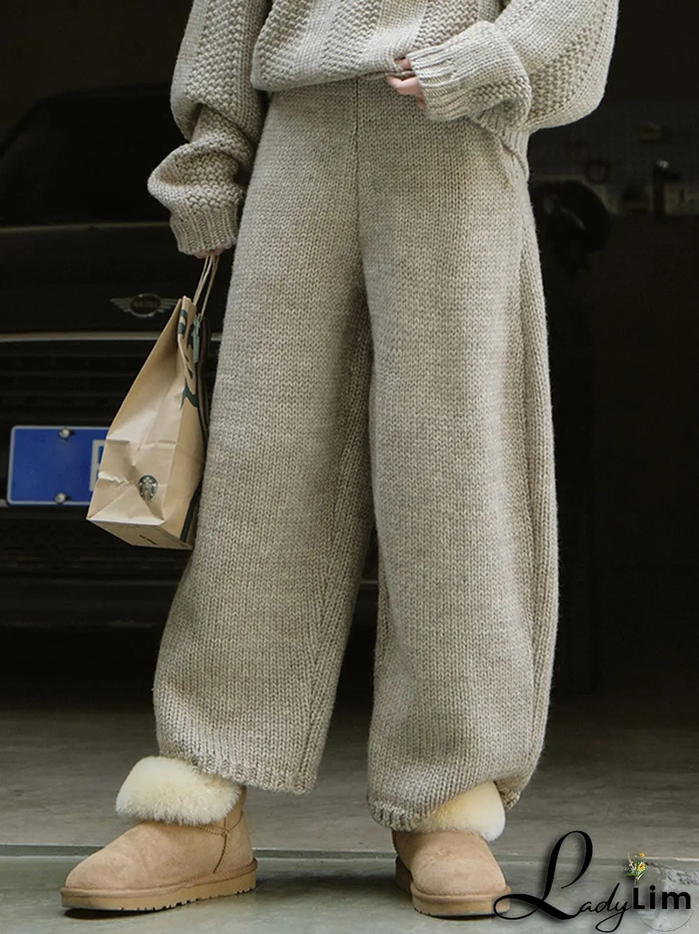 Casual Loose Wide Leg Solid Color Pants