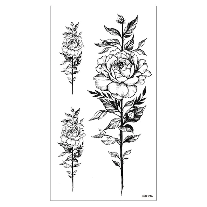 Waterproof Temporary Tattoo Sticker Snake Flower Rose Flash Tattoos Lace Fox Lion Bird Body Art Arm Skull Fake Sleeve Tattoo