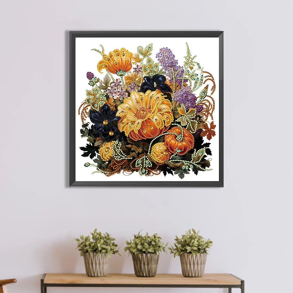 Diamond Painting - Partial Special Shaped Drill - Pumpkin Sunflower(Canvas|30*30cm)