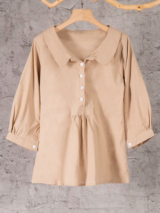 Plus Size Long Sleeve Sweet Solid Blouse