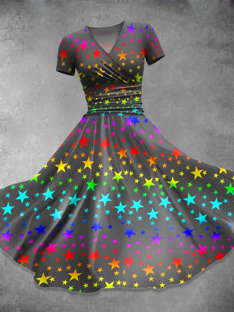 Gradient Rainbow  Art  Print Casual Dress