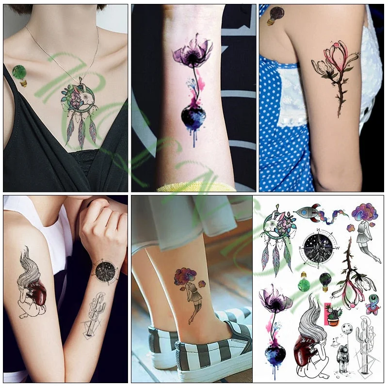 Waterproof Temporary Tattoo Sticker cartoon anime knife sexy girl cat Fake Tatto Flash Tatoo big size tattoos for Women Men