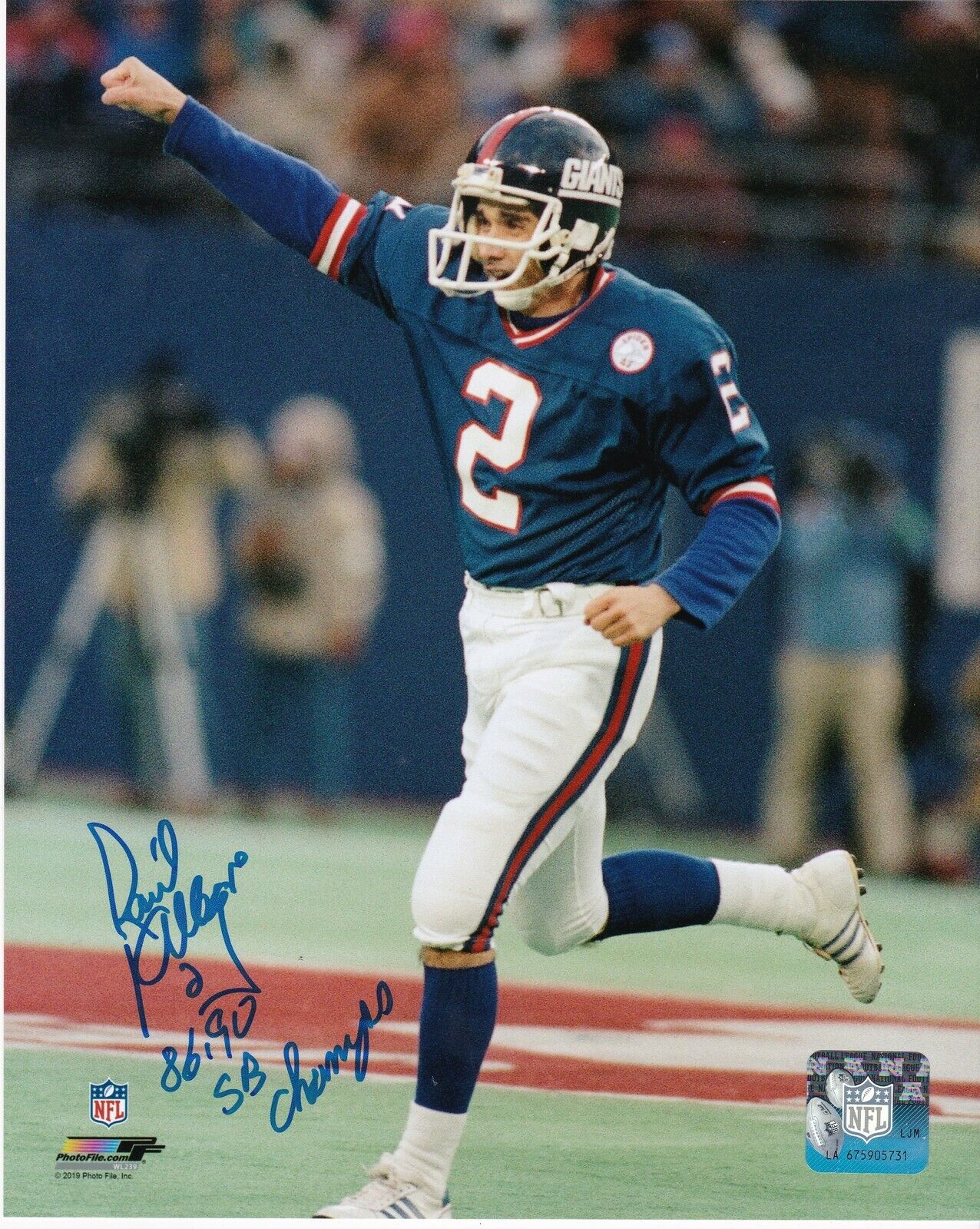 RAUL ALLEGRE NEW YORK GIANTS 86,90 SB CHAMPS ACTION SIGNED 8x10