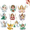 10pcs 2D Flat DIY Diamond Painting Keychain Double Sided Drill Keyrings (Angels)